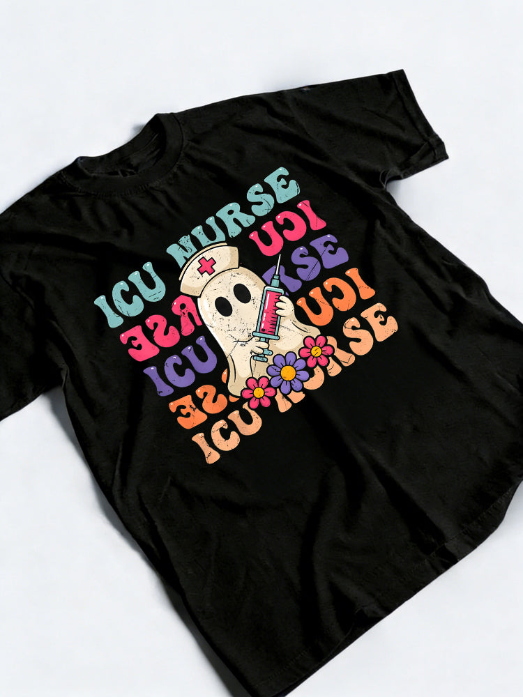 ICU Nurse Intensive Care Unit Nursing Spooky Halloween Gift T-Shirt