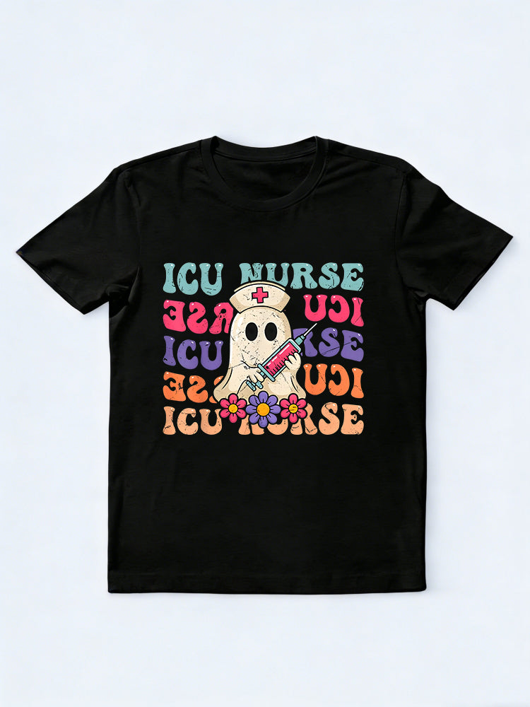 ICU Nurse Intensive Care Unit Nursing Spooky Halloween Gift T-Shirt