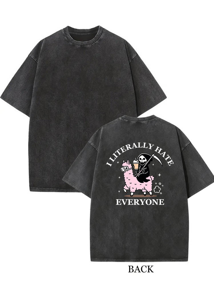 I Literally Hate Everyone Spooky Season Halloween Vibe Washed T-shirt
