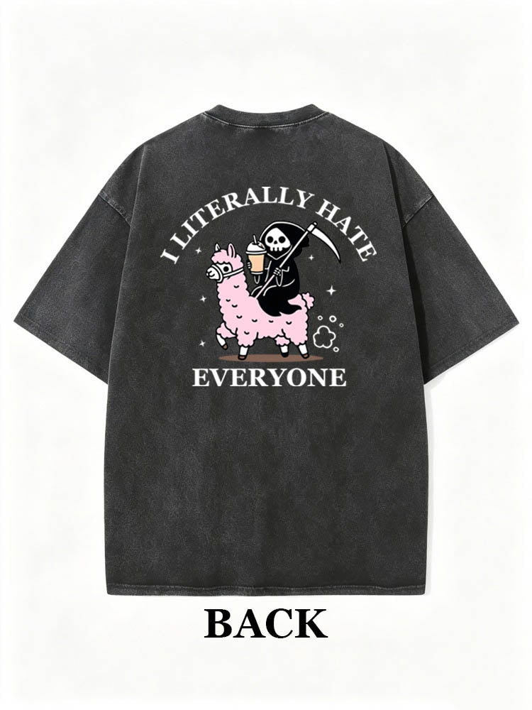 I Literally Hate Everyone Spooky Season Halloween Vibe Washed T-shirt