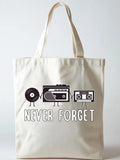I Love The 80's Never Forget Back to School Gift Canvas Tote Bag