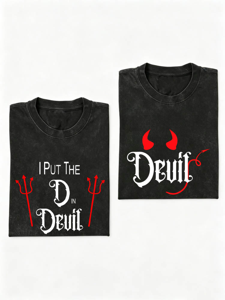 I Put The D In The Devil Spooky Season Halloween Vibe Washed T-shirt
