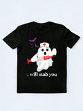 I Will Stab You Funny Halloween Ghost Phlebotomist Novelty Halloween Gift T-Shirt