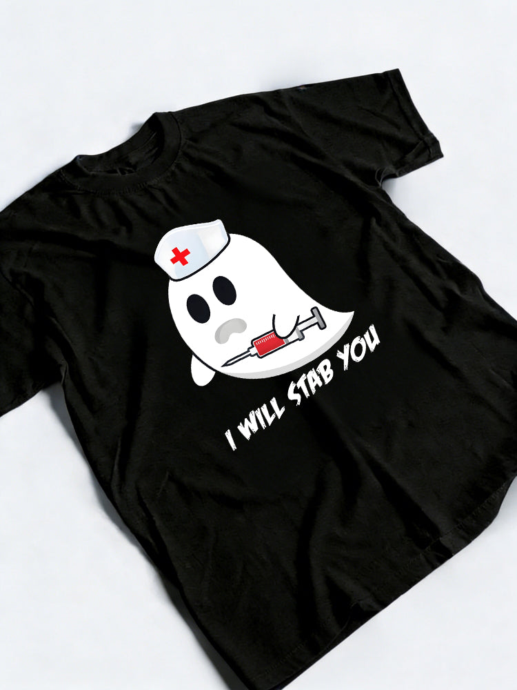 I Will Stab You Ghost Nurse Halloween Gift T-Shirt