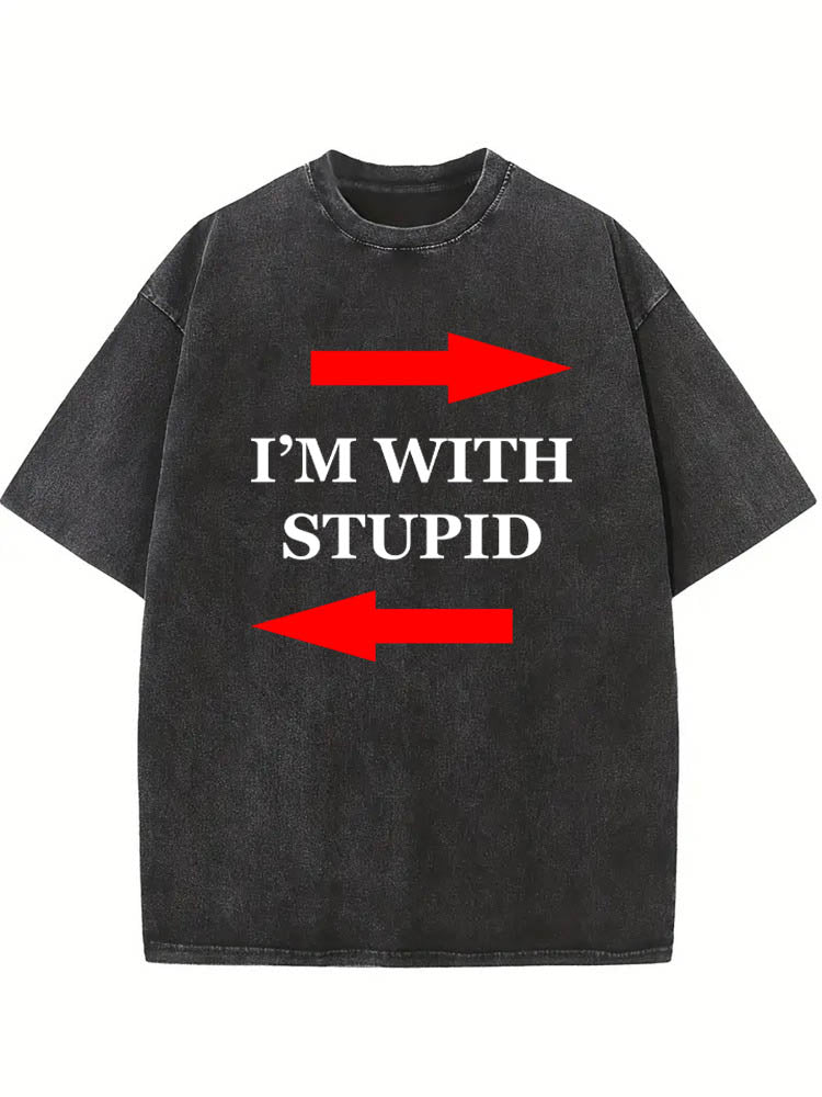 I'm With Stupid Christmas Season Vibe Washed T-shirt