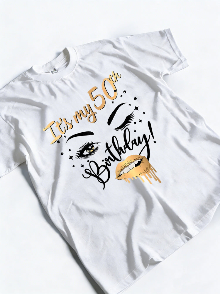 It's My 50th Birthday Eye Lash Lips Kiss Birthday Gift T-shirt