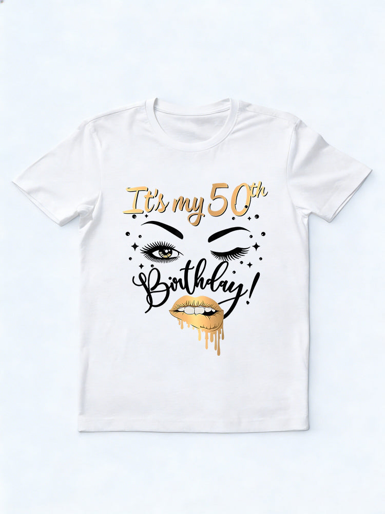 It's My 50th Birthday Eye Lash Lips Kiss Birthday Gift T-shirt