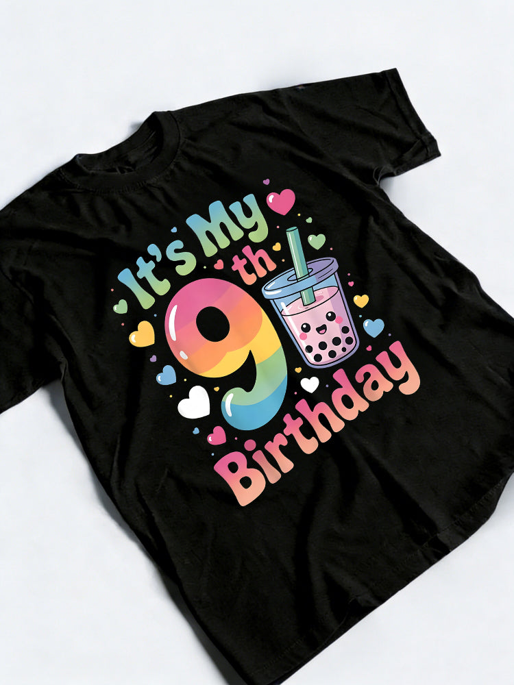 It's My 9th Birthday Bubble Boba Tea Birthday Gift T-shirt