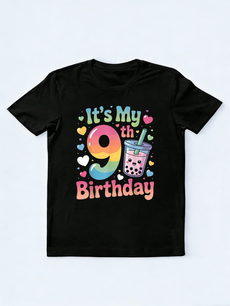 It's My 9th Birthday Bubble Boba Tea Birthday Gift T-shirt