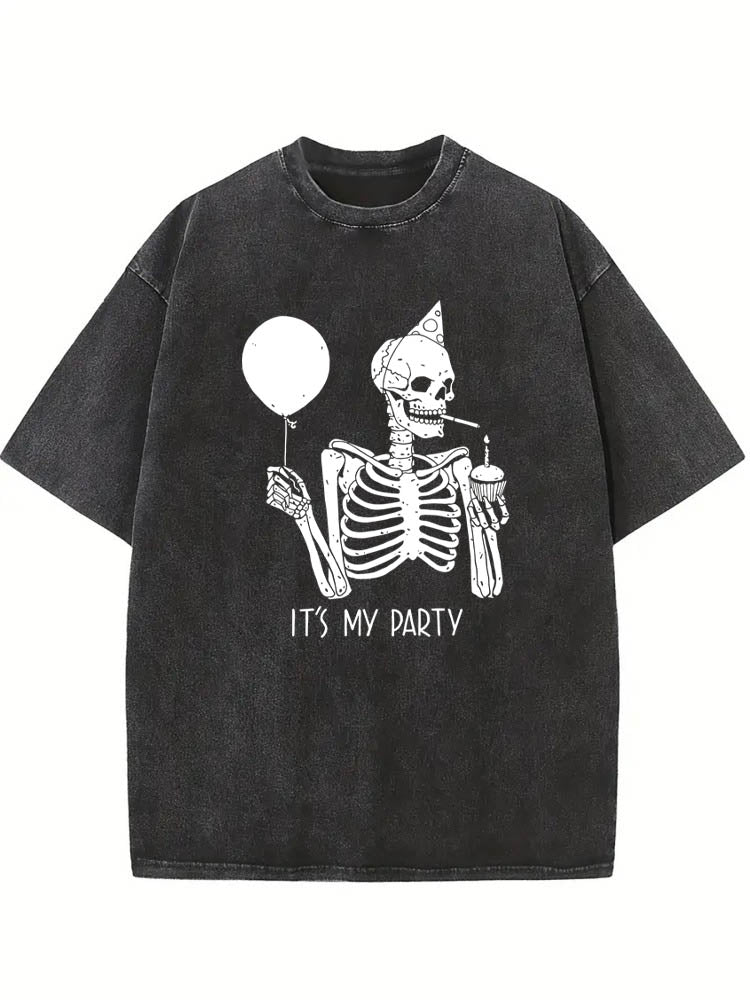 It‘s My Party Halloween Birthday Spooky Season Vibe Washed T-shirt