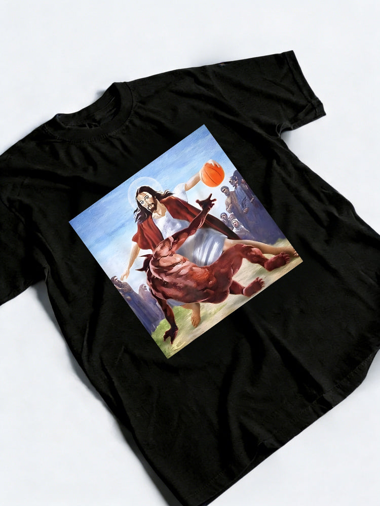 Jesus Crossing Up Devil Christian Religious Easter Gift T-shirt