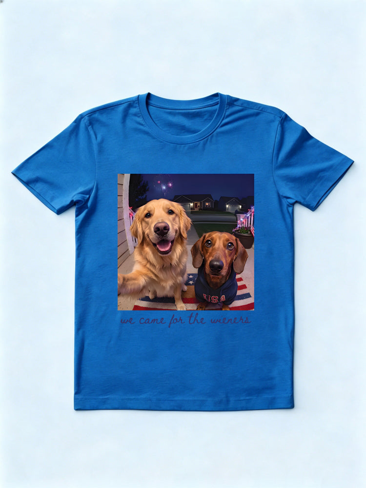 Just Here For The Wieners 4th of July USA 250 Anniversary Gift T-Shirt