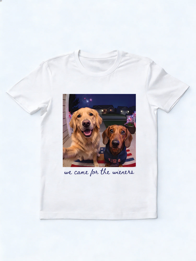 Just Here For The Wieners 4th of July USA 250 Anniversary Gift T-Shirt