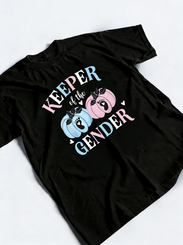 Keeper of Gender Reveal Pumpkin Pink Or Blue Thanksgiving Gift T-Shirt