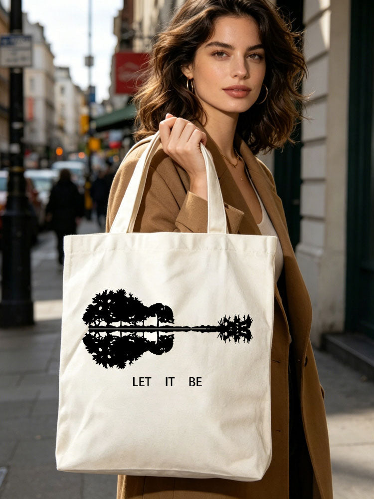 Let It Be Guitar Lake Back to School Gift Canvas Tote Bag