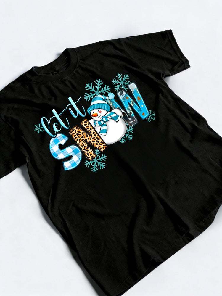 Let It Snow Snowman Snowflakes Christmas Gift T-shirt