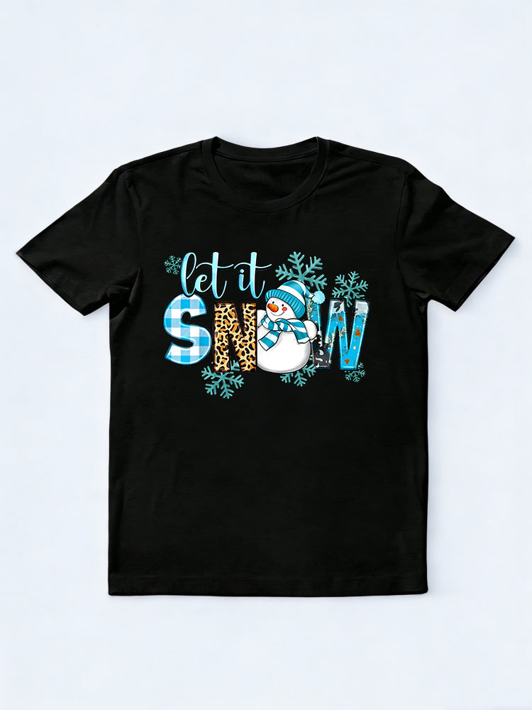 Let It Snow Snowman Snowflakes Christmas Gift T-shirt
