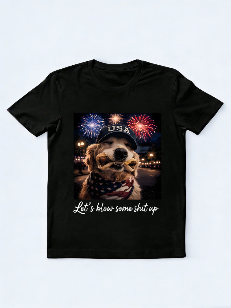 Let’s Blow Some Shit Up Golden Retriever 4th of July T-Shirt