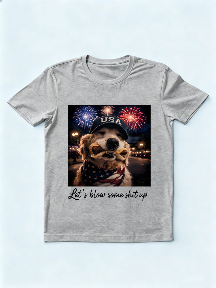 Let’s Blow Some Shit Up Golden Retriever 4th of July T-Shirt