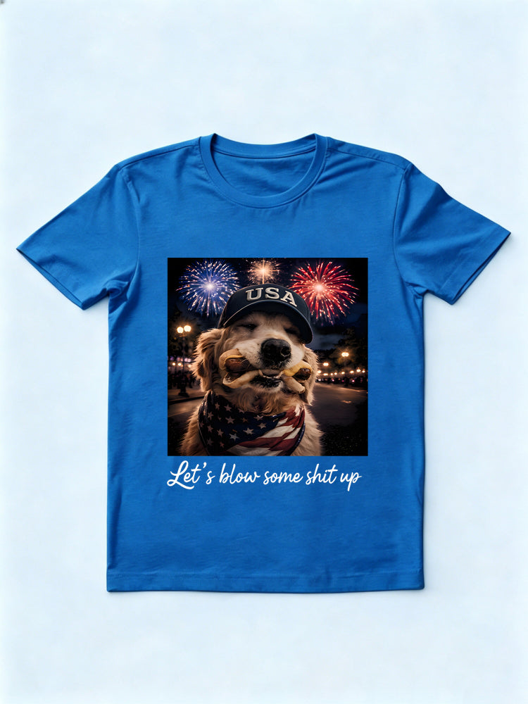 Let’s Blow Some Shit Up Golden Retriever 4th of July T-Shirt