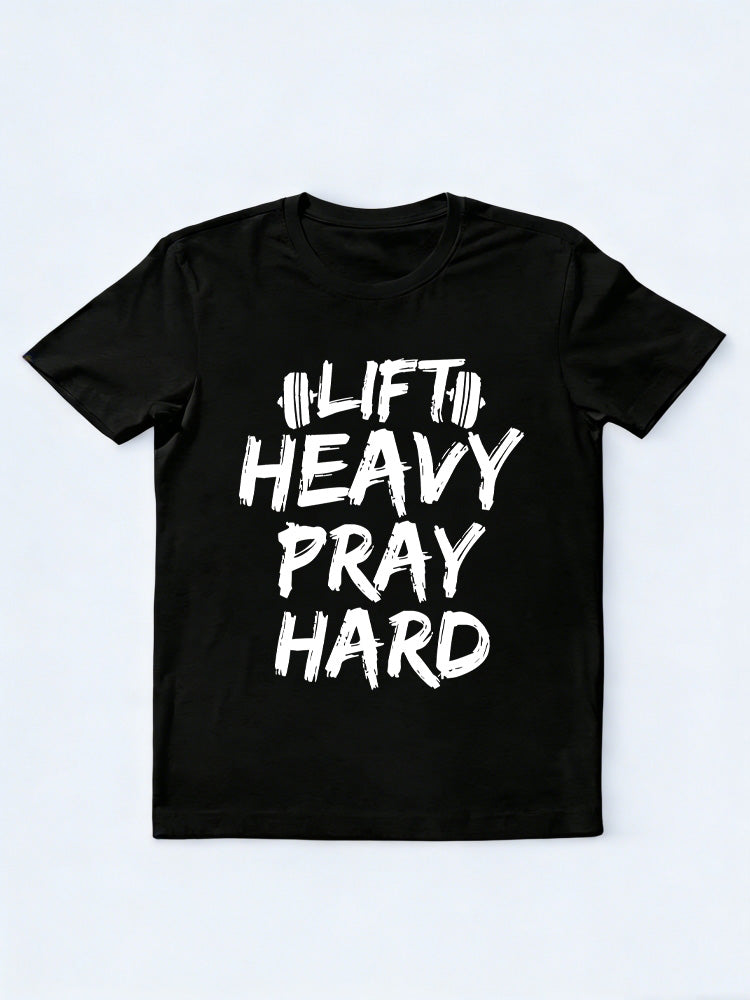 Lift Heavy Pray Hard Body Builder Birthday Gift T-shirt