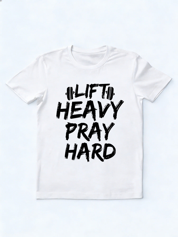 Lift Heavy Pray Hard Body Builder Birthday Gift T-shirt