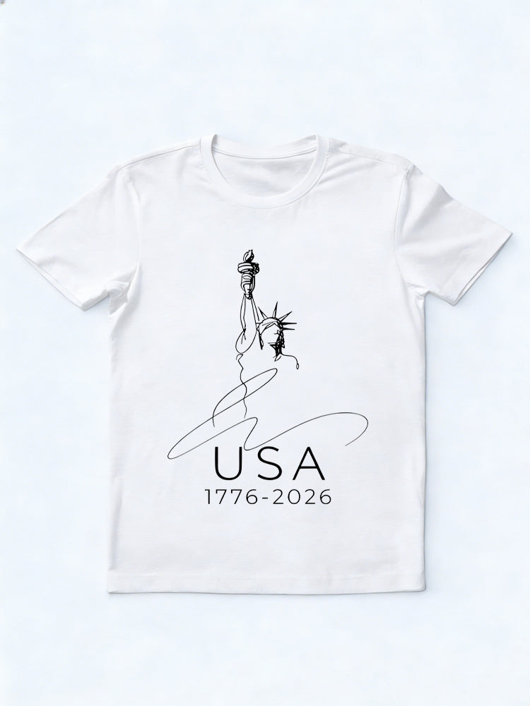 Line Art Patriotic 1776-2026 USA 250th Anniversary 4th of July T-shirt