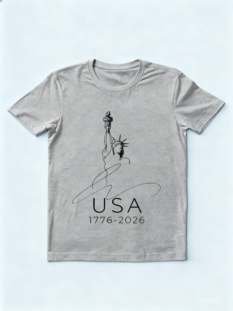 Line Art Patriotic 1776-2026 USA 250th Anniversary 4th of July T-shirt