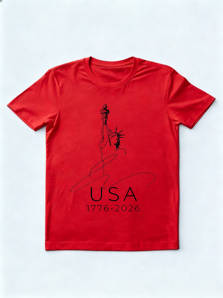 Line Art Patriotic 1776-2026 USA 250th Anniversary 4th of July T-shirt