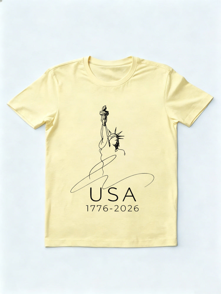 Line Art Patriotic 1776-2026 USA 250th Anniversary 4th of July T-shirt