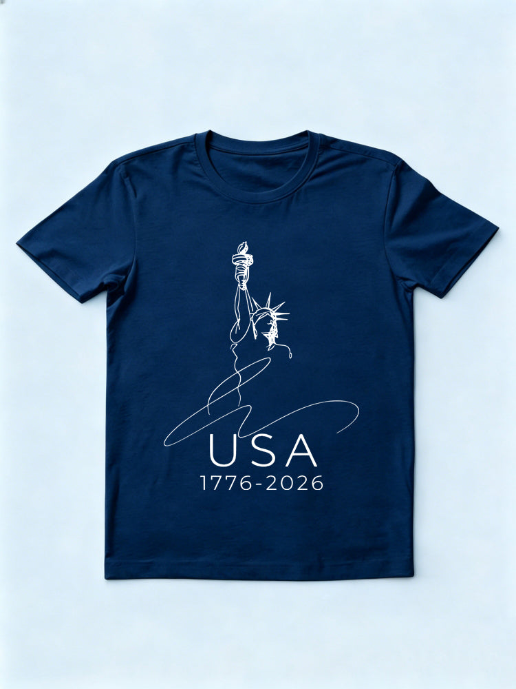 Line Art Patriotic 1776-2026 USA 250th Anniversary 4th of July T-shirt