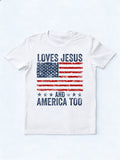 Loves Jesus And America Too 4th Of July Gift T-Shirt