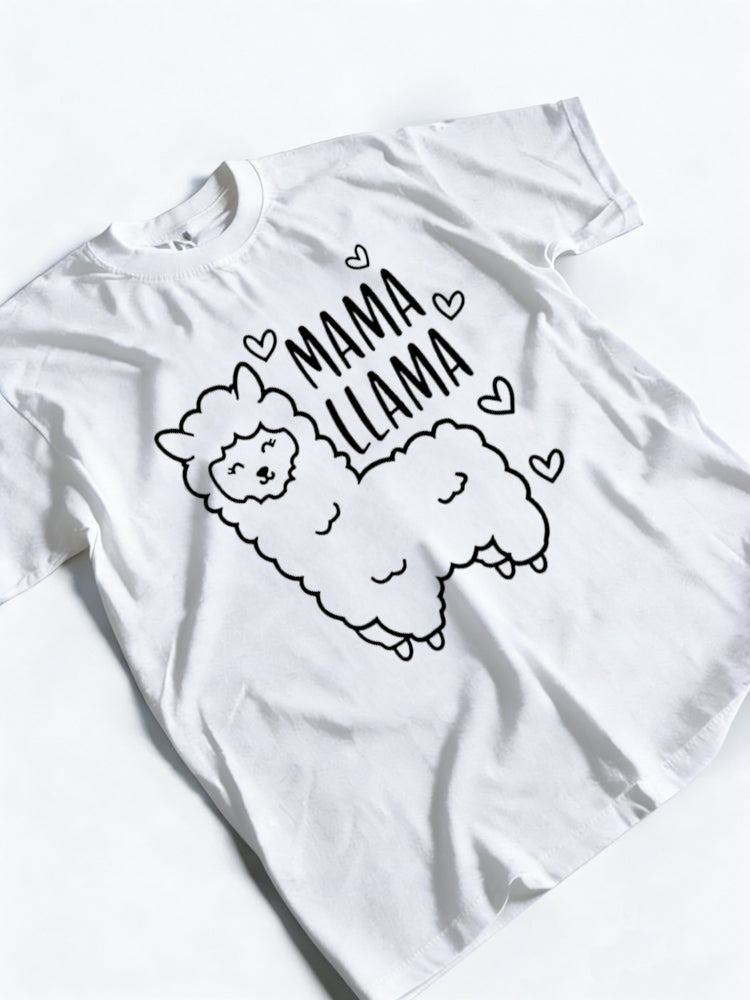 Mama Llama Printed Mother's Day T-shirt