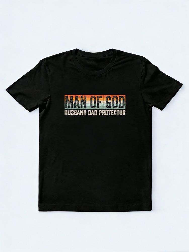Man of God Husband Dad Protector Christian Dad Father's Day T-Shirt