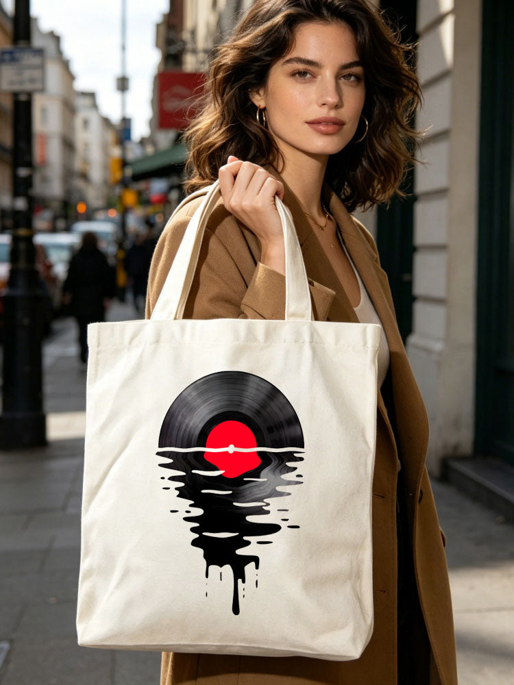 Melting Vinyl Music Lover Back to School Gift Canvas Tote Bag