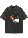 Merry Christmas Present Shooting Santa Vibe Washed T-shirt