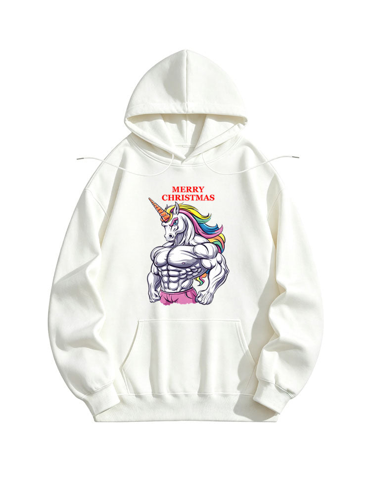 Merry Christmas Workout Unicorn Gym Vibe Hoodie