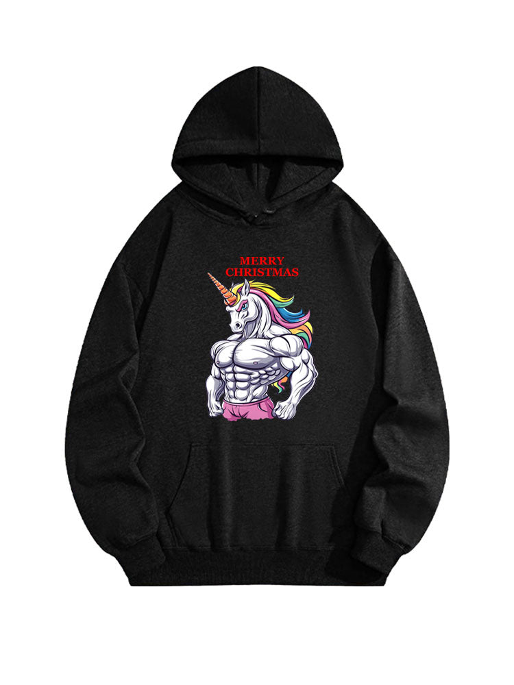 Merry Christmas Workout Unicorn Gym Vibe Hoodie