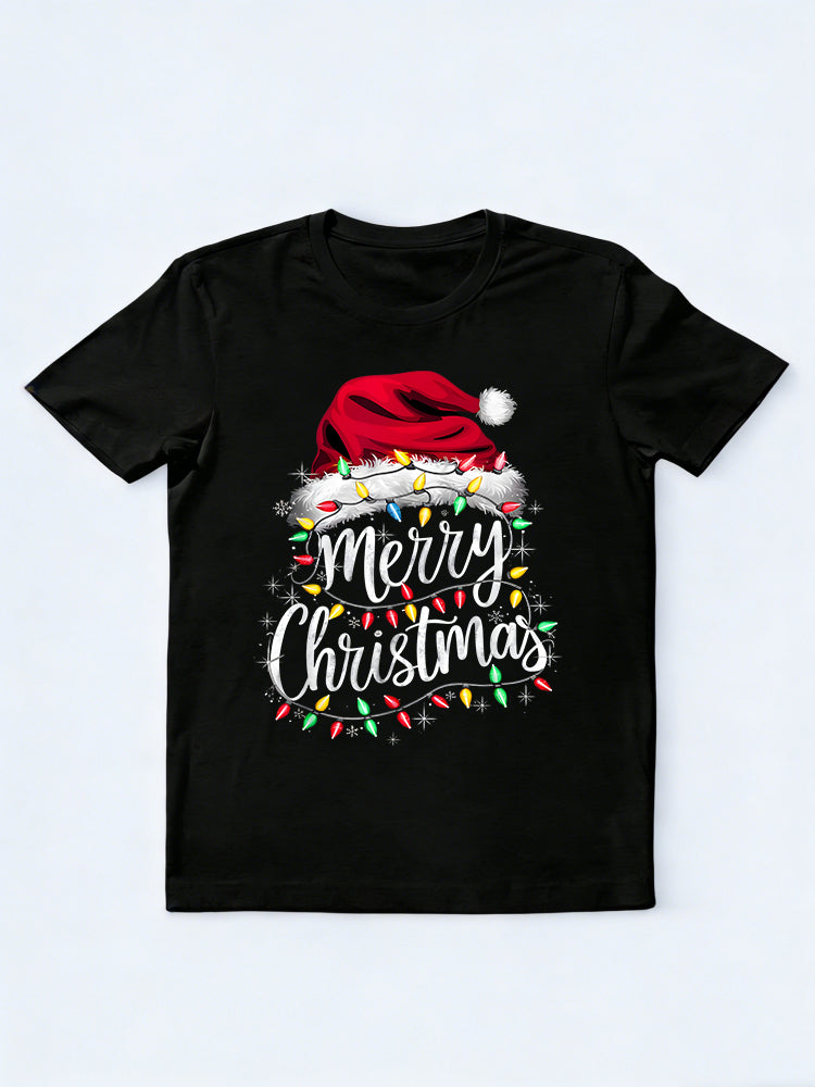 Merry Lights Red Santa Hat Christmas Gift T-shirt