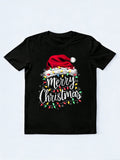 Merry Lights Red Santa Hat Christmas Gift T-shirt