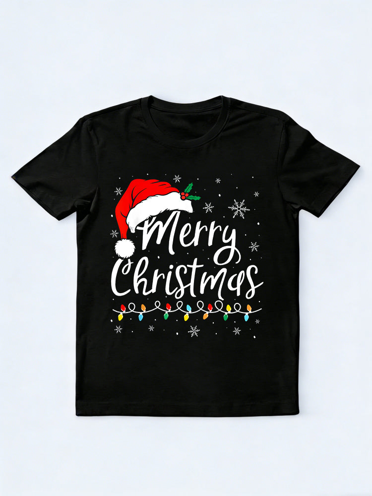 Merry Lights Santa Hat Christmas Gift T-shirt