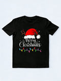 Merry Red Santa Hat Reindeer Christmas Gift T-shirt