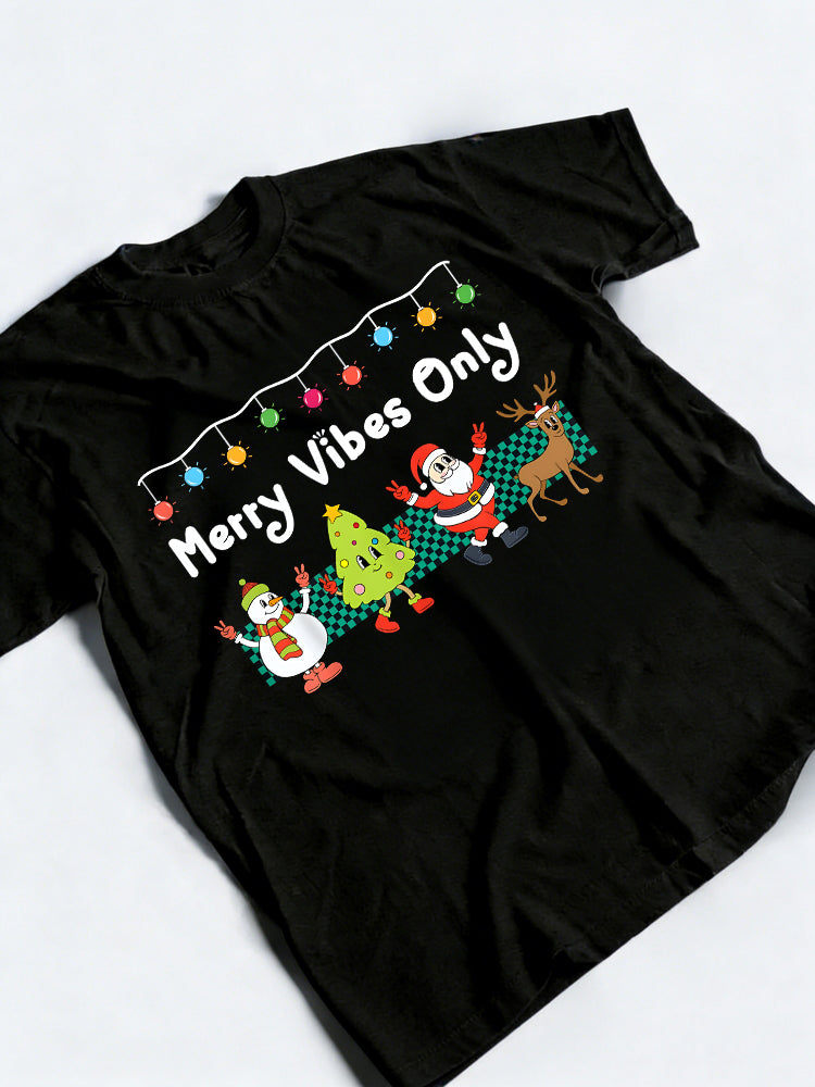 Merry Vibes Only Groovy Family Christmas Gift T-shirt