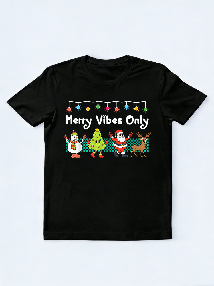 Merry Vibes Only Groovy Family Christmas Gift T-shirt