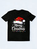 Merry Xmas Lights Santa Hat Christmas Gift T-shirt