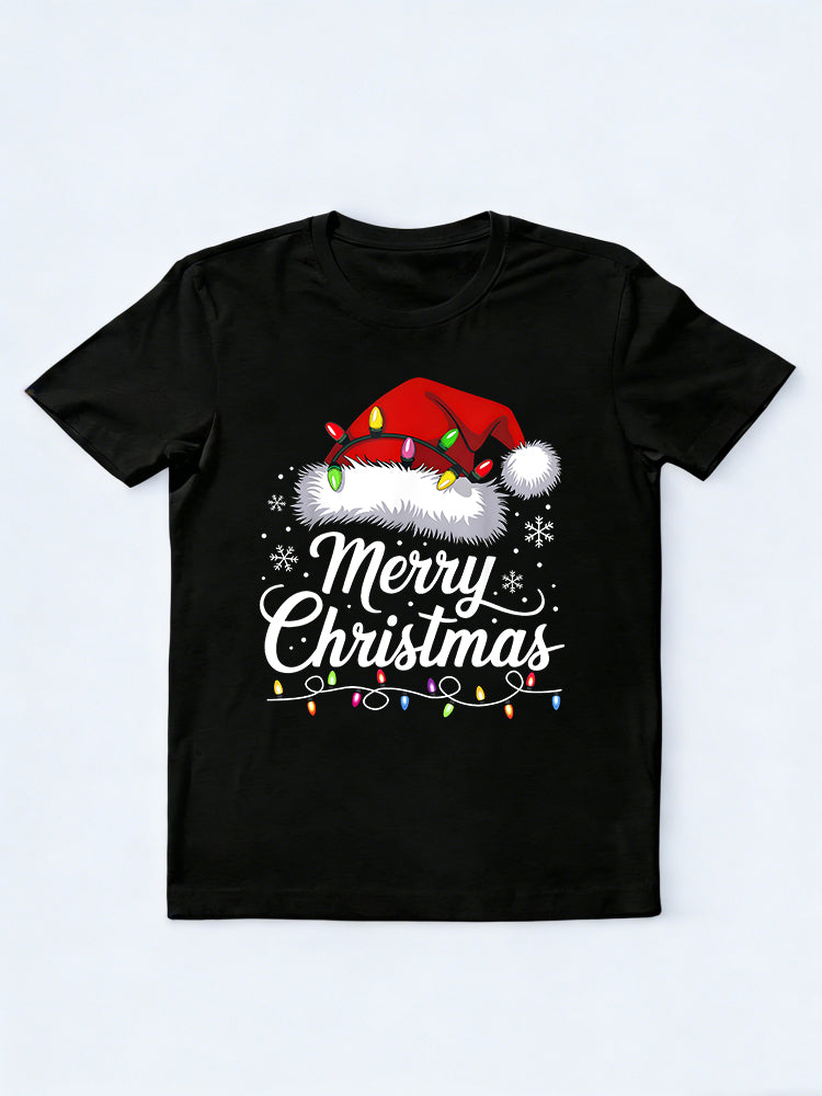 Merry Xmas Lights Santa Hat Christmas Gift T-shirt