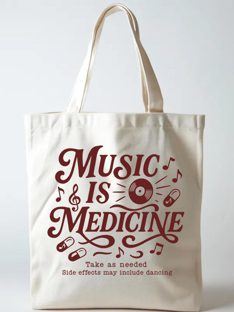 Music Is Medicine Take As Needed Back to School Gift Canvas Tote Bag