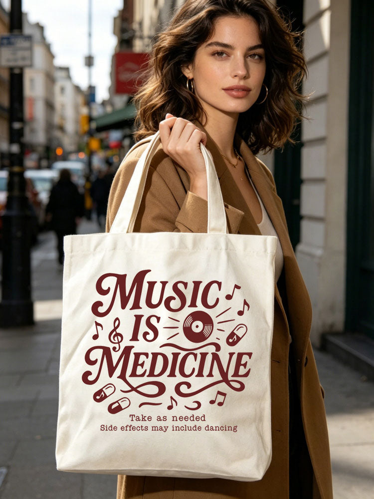 Music Is Medicine Take As Needed Back to School Gift Canvas Tote Bag
