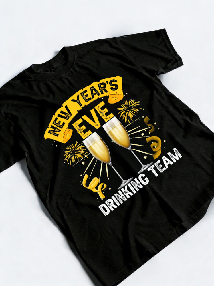 New Year's Drinking Team Champagne Happy New Year Gift T-Shirt