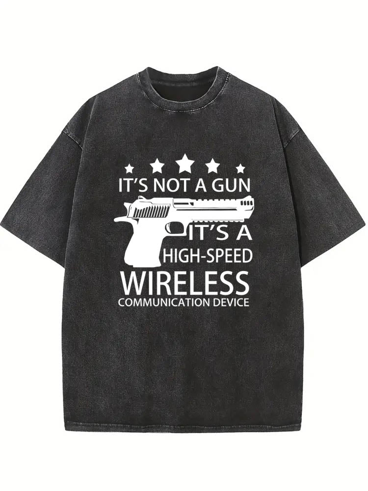 Not A Gun, High-Speed Wireless Communication Device Halloween Spooky Season Vibe Washed T-shirt